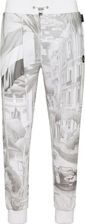 Philipp Plein Blend Cotton Fleece Jogging Pants - Heren - Sweatpants - Grijs - 4XL - Katoen - Broeken