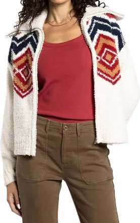 Thread & Supply Talulla Sweater Jacket In Burgundy Cream