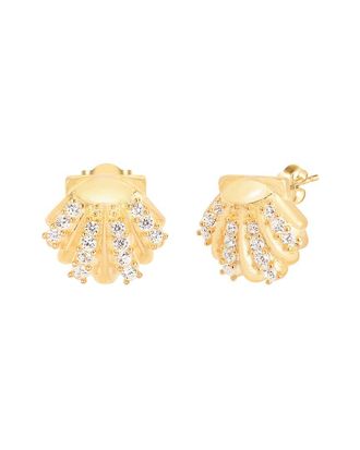 Gabi Rielle 14K Over Silver Cz Seashell Earrings