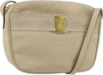 Ferragamo Pre-owned Suede Schoudertas - Dames - Vintage Schoudertas - Beige - ONE Size - Leer - Vintage