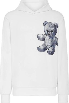 Philipp Plein Hoodie Sweatshirt Paisley Teddy Beer - Heren - Hoodies - Wit - 4XL - Katoen - Hoodies & sweatvesten