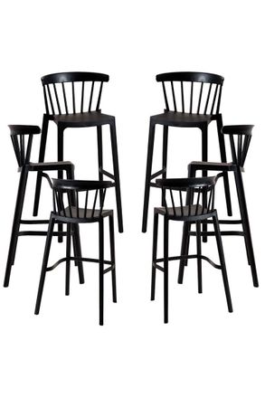 Regalos Miguel Packs Taburetes Altos - Pack 6 Taburetes Moka - Negro