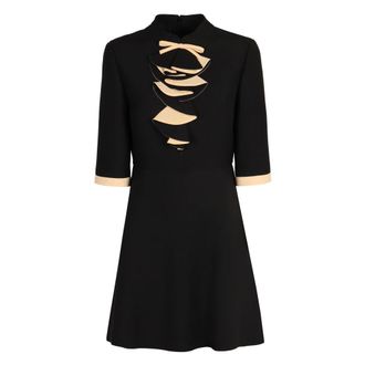 Valentino Garavani Mini Wool Silk Dress with Bow - female - Valentino Garavani - Short Dresses - Black - S - Dresses