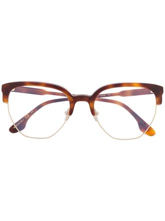 Victoria Beckham Clubmaster frame glasses - women - Acetate/Metal (Other) - 54 - Gold