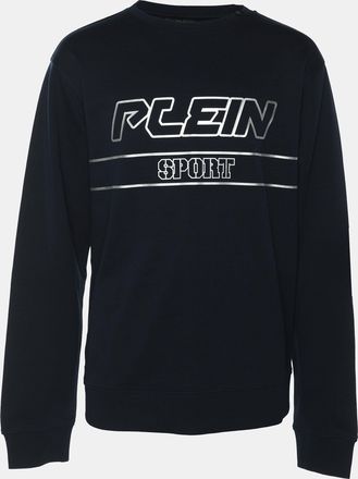 Plein Sport Plein Sport Navy Blue Jersey Logo Sweatshirt