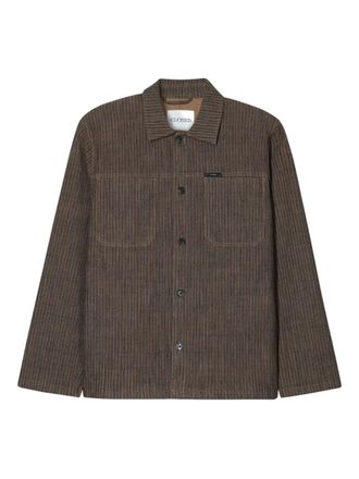 Closed striped shirt jacket - Brown