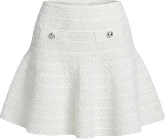 Self Portrait WHITE POINTELLE KNIT MINI SKIRT - Self-portrait - Woman