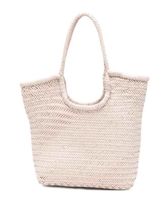 Dragon Diffusion Beige Diagonal Shopping Bag In Leather