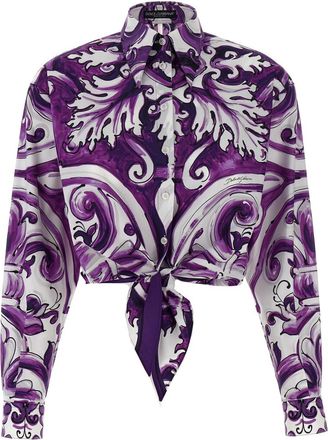 Dolce & Gabbana Purple Maiolica print shirt