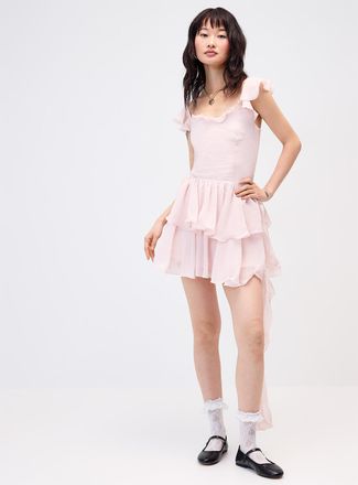 Twik Womens Ruffles and textured polka dots minidress