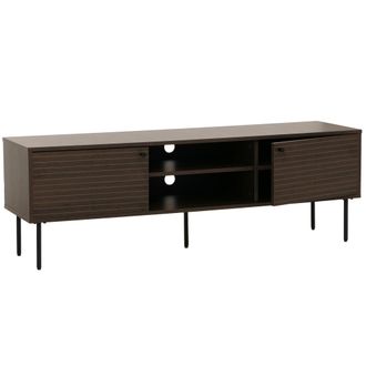 Hhg [nunca Usado] Mueble Tv Hhg-278, Mueble Tv Bajo, Estilo Escandinavo Metal Madera Melamina Mvg 50x150x40cm, Marr&oacute;n Oscuro