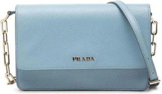 Prada Pre-owned Cross Body Bags, female, Blue, Size: ONE SIZE Pre-owned Wallet On Chain