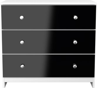 Lewis's Yarmouth 3 Drawer Chest in Black & White Matt - Ready Assembled - Lewiss Home | TJ Hughes