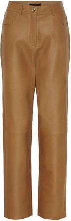 BTF-CPH Btfcph - Leren broek met rechte pijpen - Dames - Broeken - Beige - Maat: S Leer