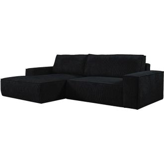Vente-Unique Vente-unique - Divano letto angolo a sinistra in Velluto a coste Nero - amelia