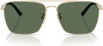 Oliver Peoples x Roger Federer R-15 Polarized 56mm Square Sunglasses in Brushed Gold /Polar at Nordstrom