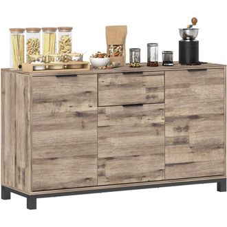 HOMCOM Credenza Soggiorno con Cassetto e 3 Armadietti in Legno Marrone - Homcom