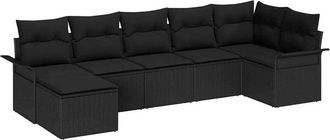 vidaXL Garden Sofa Set with Storage 7 pcs Black Poly Rattan vidaXL