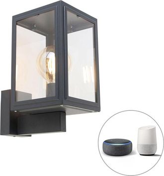 QAZQA Qazqa - Smart Outdoor Wall Light Grey incl. Smart G95 - Sutton Up