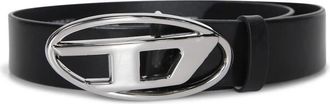 Diesel Zwarte Leren Riem met Metalen Gesp - Heren - Riemen - Zwart - 90 CM - Accessoires
