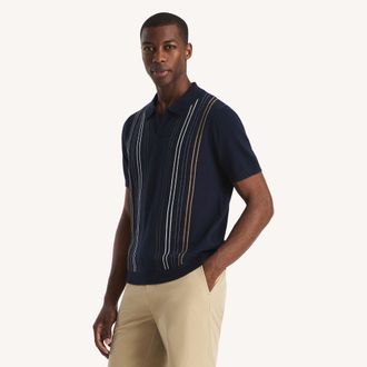 Nautica Mens Performance Jacquard Polo Sweater