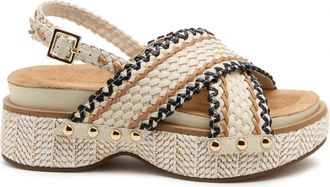 Kelsi Dagger Womens Pace Platform Raffia Sandals In Shell