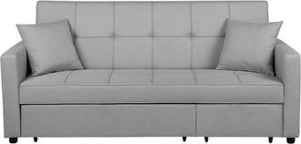 Beliani Sof&aacute; Cama Tapizado Gris Con Funci&oacute;n De Dormir Estilo Moderno Glomma
