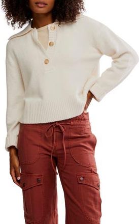 Free People Trading Up Cotton Blend Polo Sweater in Ivory at Nordstrom Rack, Size X-Small