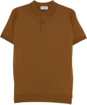 John Smedley Payton buttoned short-sleeve polo shirt - Bruin