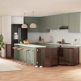 vidaXL Puerta De Perros Plegable 8 Paneles Madera &Aacute;lamo Marr&oacute;n 640 Cm Vidaxl