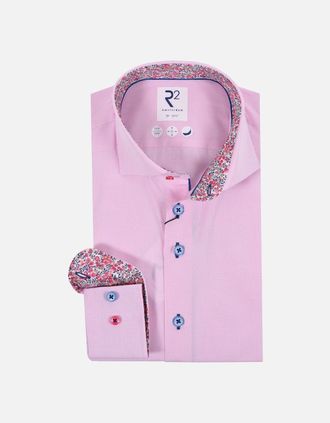 R2 Mens R2 Cut Away Collar Long Sleeved Shirt Pink - Size: 38/Regular