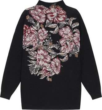 Maliparmi floral-embroidered high-neck sweater - Black