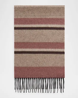 PIACENZA 1733 Men & apos;s Rascar Solid to Stripe Silk and Cashmere Scarf