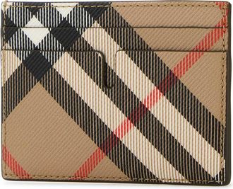 Burberry Mens Sandon Card Case Beige Polyurethane Polyester Cotton Cases