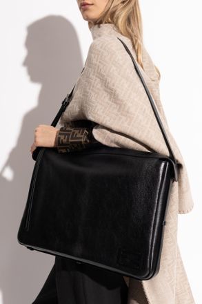 Fendi Leather Shoulder Bag Simply Fendi Large, Womens, Black
