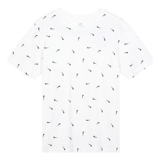 Nike Mens Nike Logo Full Print Round Neck Pullover Short Sleeve White T-Shirt DR7910-100