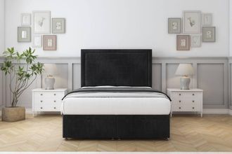 Comfort Beds Anna Naples Ottoman Bed Base-26 Strutted Headboard in Black | Size: Small Single