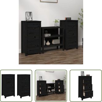 vidaXL vidaXL Credenze in pino - Credenze 2 pz Nere 40x35x80 cm in Legno Massello di Pino