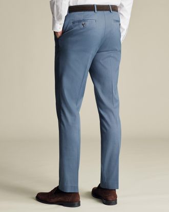 CHARLES TYRWHITT Smart Stretch Texture Trousers - Airforce Blue Size 30/30 by Charles Tyrwhitt