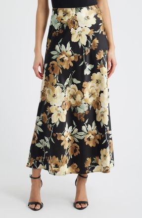 Anne Klein Floral Print Maxi Skirt in Anne Black Multi at Nordstrom, Size X-Small