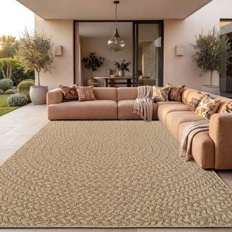 Paco Home Paco Home Alfombra Exterior Impermeable Balc&oacute;n Sala De Estar Boho Geom&eacute;trica Sisal Beige 120x170 Cm