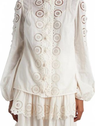 Zimmermann Lucky Embroidered Blouse In Ivory