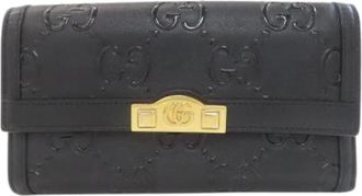 Gucci Pre-owned Wallets, female, Black, Size: ONE SIZE Pre-owned Leather Wallet