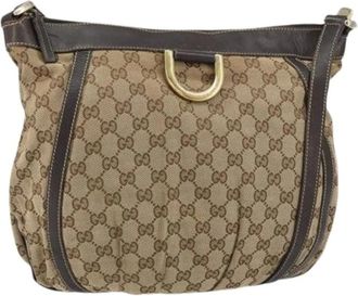 Gucci Pre-owned Shoulder Bags, female, Beige, Size: ONE SIZE Pre-owned Vintage Canvas Shoulder Bag