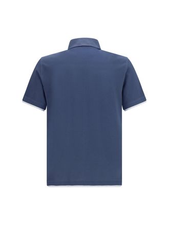 Brunello Cucinelli Mens Short-Sleeve Cotton Polo Shirt Denim+perla T-shirts And Polos