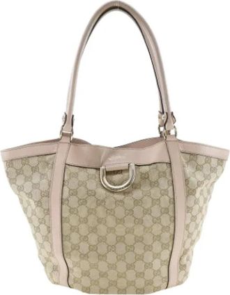 Gucci Tweedehands Canvas handtassen - Dames - Vintage Shopper - Beige - ONE Size - Vintage