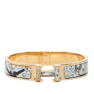 Herm&egrave;s Pre-owned Womens Narrow Enamel Dans Les Nuages Clic H Bracelet Pm - Silver - One Size