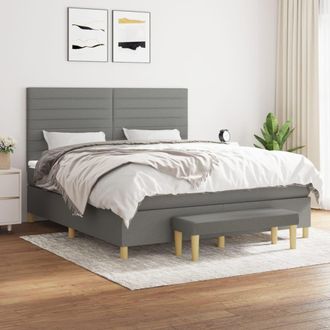 vidaXL Vidaxl - Cama Box Spring Con Colch&oacute;n Tela Gris Oscuro 160x200 Cm