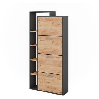 Vicco Scarpiera da ingresso Orlando, Quercia dorata/antracite, 80 x 166.1 cm con 4 scomparti