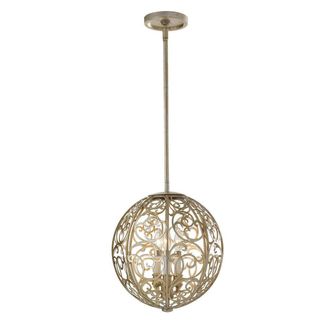 Loops 3 Bulb Chandelier Hanging Pendant LIght Silver Leaf Patina LED E14 60W Bulb in Metallics